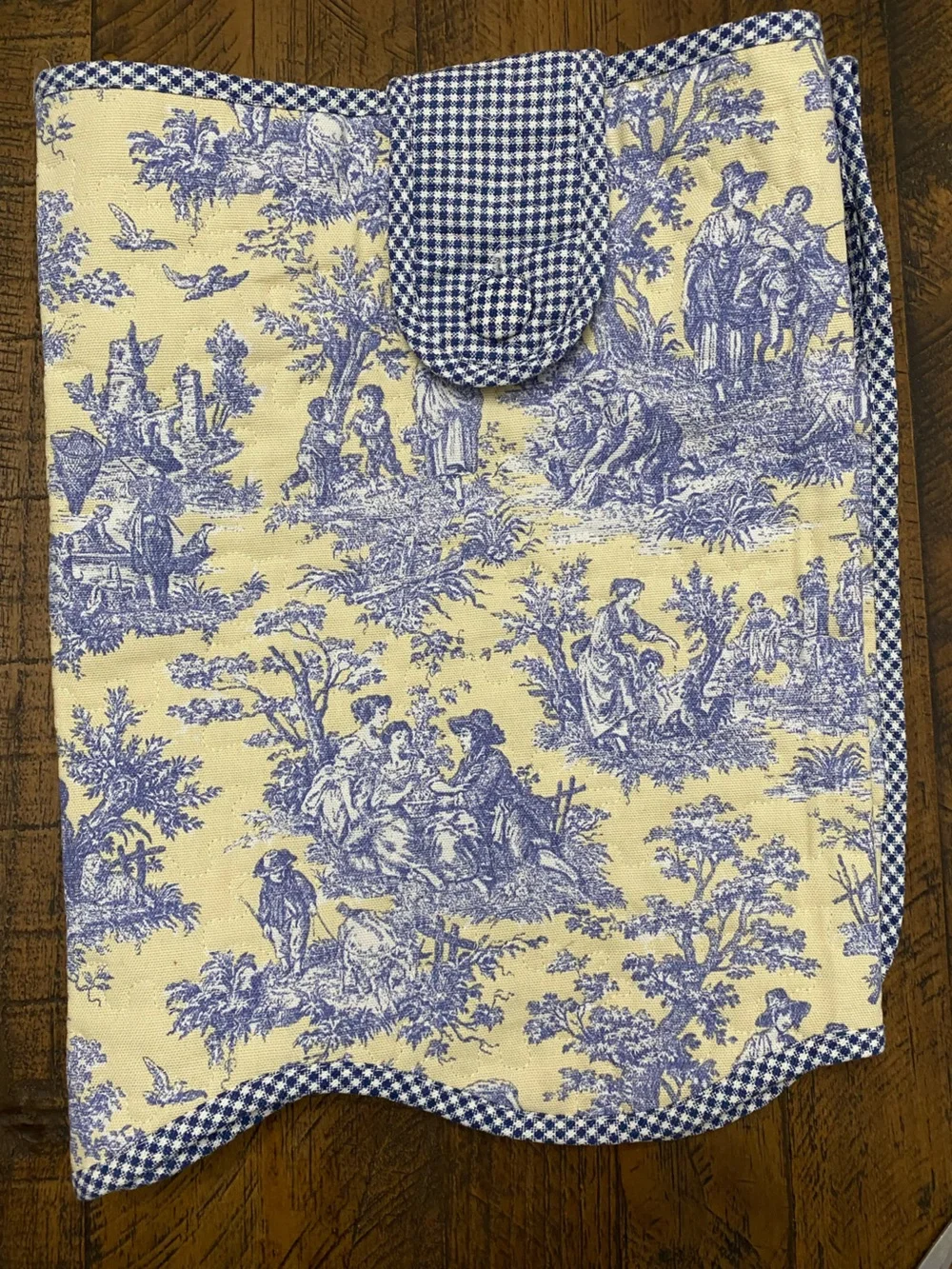 Vintage Waverly Country Life Quilted Toile Valance Button Tab Scalloped